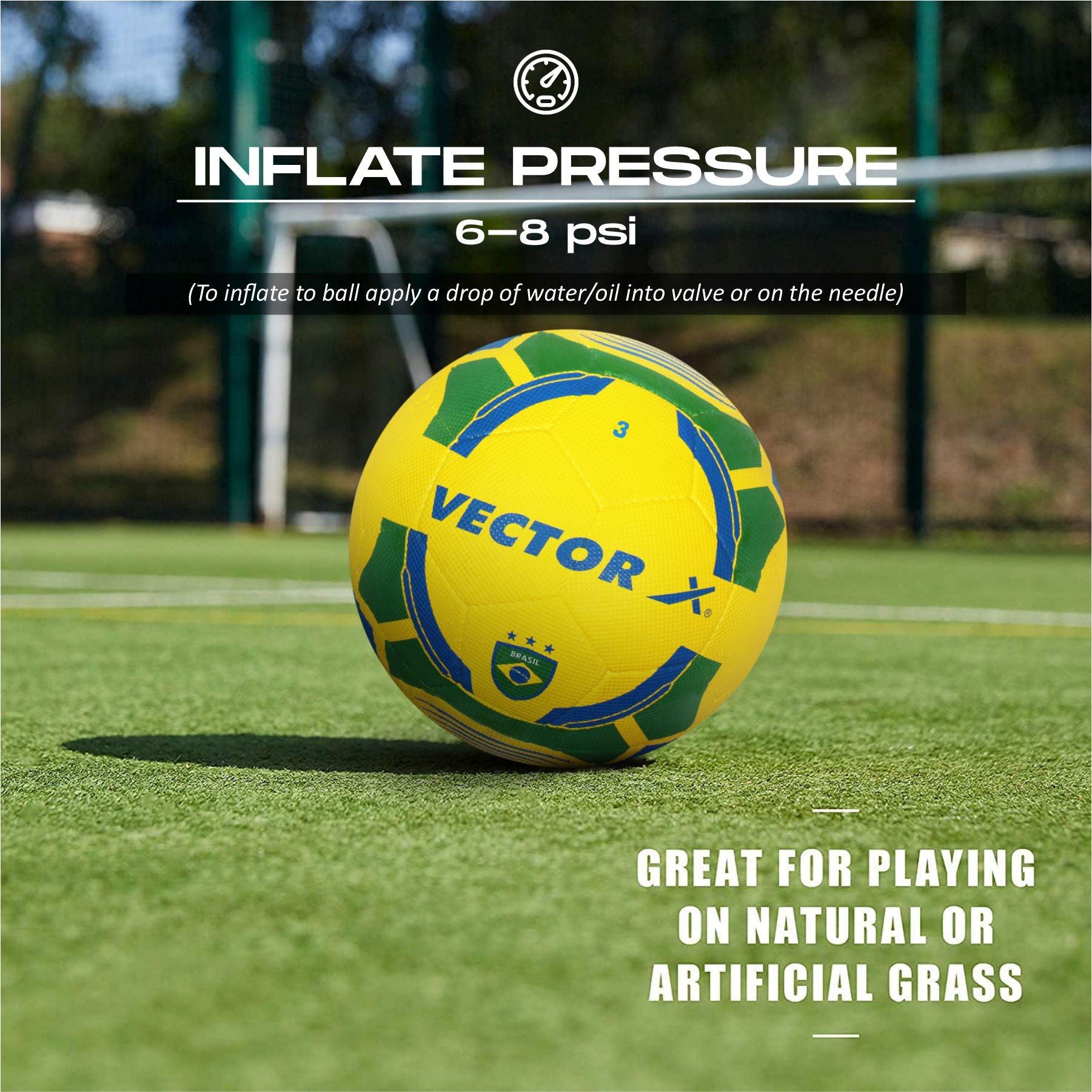VECTOR X Brasil Rubber Moulded Football - (Pack of 1, Green, Yellow)