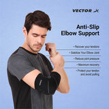Vector X Elbow Support with Anti Slip for Gym Elbow Band for Pain Relief Tennis Elbow Band for Men & Women Tennis Elbow Support for Badminton Cricket & Sports Elbow Sleeves/Elbow Guard