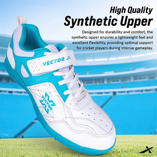Vector X Bouncer 2.0 Cricket Shoes for Men's - Fast Strap Sporty Synthetic Breathable Upper with Ventilation Holes|PVC Sole Stud, Lightweight, Comfortable & Durable Shoe for All Rounder Performance