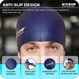 Viva Swimming Combo-704 Senior Kit- Swim Goggles, Caps and Ear plug Combo Set With Case Set- Silicone Non-Slip Material, Anti-Fog, UV Protection For Adults, Boys, Men