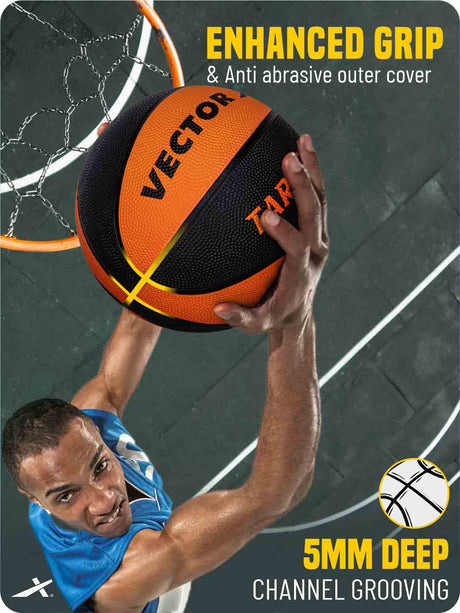 Vector X Target 8 Panel Rubberized Moulded Basketball, Indoor & Outdoor, Training, Soft Practice Basket Ball|Ideal for Kids & Adults |Suitable for All Surfaces