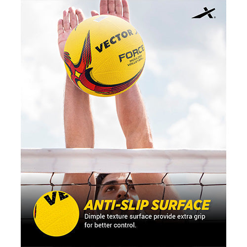 Vector X Force Size 4 Rubberized Moulded Volleyball + Air Pin Suitable for Indoor/Outdoor Play|Training/Match Ball with Butyl Bladder Durable & Waterproof for Men Women Kids