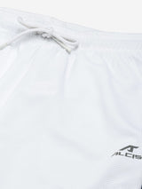 Alcis Men White Black Solid Slim Fit Mid-Rise Sports Shorts