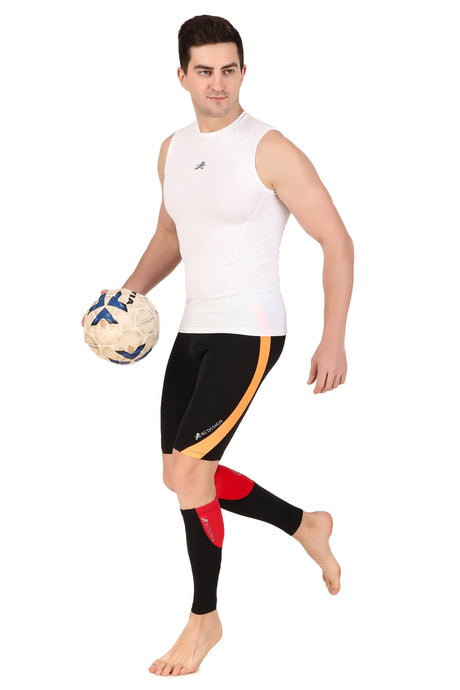 Nylon Compression Calf Sleeves (Black/Red)