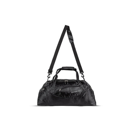 Vector X Calibre Polyester Material 43 Litre - Multi-Purpose Sports Team Kit|Gym Duffel Bag|Spacious Main Compartment|Fitness Travel Luggage Shoulder Bag -Adjustable Handles Strap (Black) Size 61 X 27 X 26 Cm