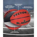 Vector X Slamfire 8 Panel Rubber Moulded Basketball|Size 7 Match Ball|Suitable for Practice Games & Training|Indoor Outdoor|Ideal for Kids, Youth & Adults|Suitable for All Surfaces (Black)