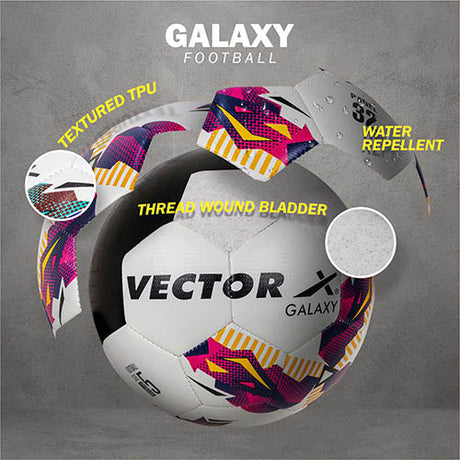 Vector X Galaxy TPU Machine Stitched Football|Training|Match |Sports|Playing |Practice|Indoor Outdoor Soccer Ball|Durable & Water-Resistant ball for Practice  Size 5