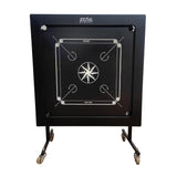 STAG GLOBAL Professional Black  Carrom Board on Wheels | 9 Neon Green & 9 Orange Coins Striker