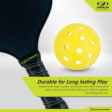 COUGAR Outdoor Pickleball Balls – Pack of 3 | 40-Hole High Bounce Performance Balls for Beginners & Recreational Play | Durable & Balanced for Smooth Gameplay