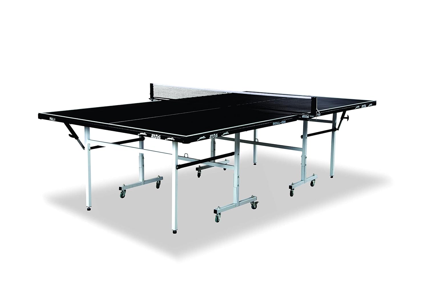 STAG GLOBAL  Fun Line Professional Table Tennis (T.T) Table – 15mm Black Table With 2 TT Rackets, 6 Balls, 1 Table Cover & Clamp Net