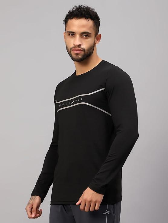 Vector X Mens Full Sleeve Round Neck Jersey/ t-shirt For Fitness Training (Silver, XXL)