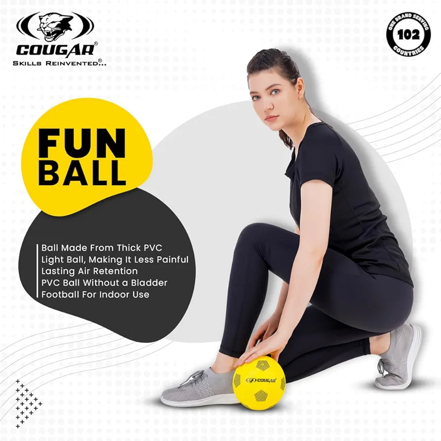COUGAR Fun Ball for Indoor Play | Lightweight PVC Football with Thick Material and Long Air Retention | No Bladder Training Ball for Kids Size 1 and Recreational Use