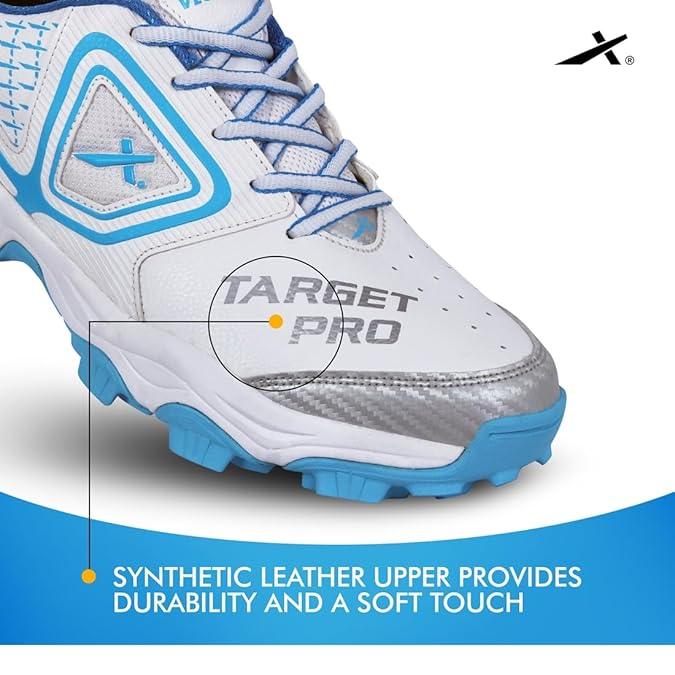 VECTOR X Target Pro Cricket Shoes For Men (White, Blue)