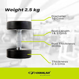 COUGAR STROM 2.5 kg x 2 Round Rubber Dumbbells – Fixed Weight Eco Model with Steel Rod for Home Gym & Strength Workouts