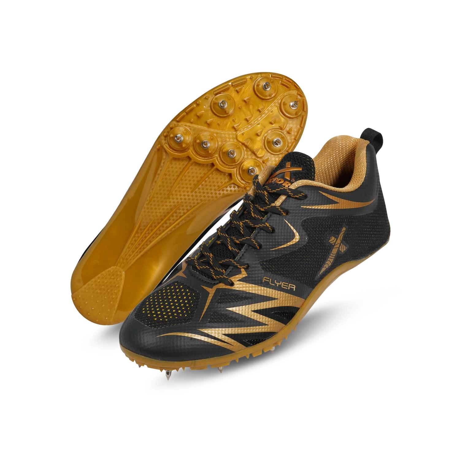 VECTOR X Flyer Running Spike Running Shoes For Men (Black, Gold)