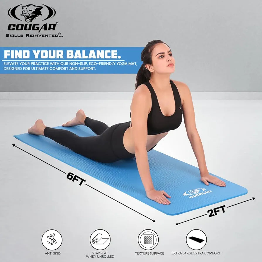 COUGAR Nirvana Yoga Mats For Men Women Exercise mat for home workout gym mat Anti Slip Yoga mat Kids- 8 mm
