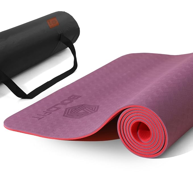 Boldfit Body Alignment Yoga Mat PU Material 6mm Thick Gym Mats | Kibi Sports