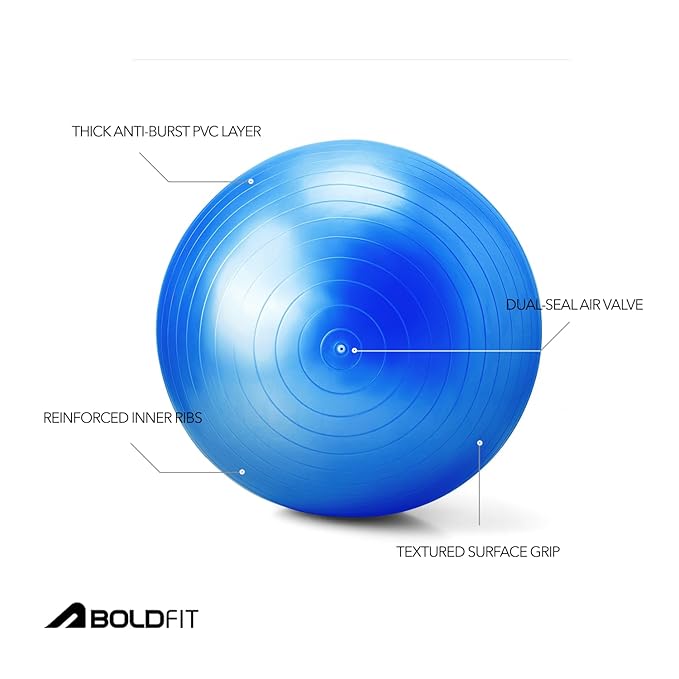 Boldfit Unisex PVC Gym Ball for Exercise & Yoga with Pump | Kibi Sports