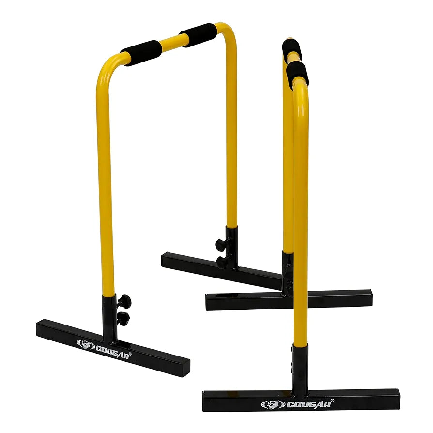 COUGAR Fitness Equalizer Yellow Dip Bars Stand, Home/Gym Gymnastic Bars for Dipping, Dip Station for Pull Ups, Parallel Bars, Parallettes, Great for Push Ups and Strength Training for Men/Women