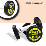 COUGAR Solid Rubber Coated Bouncer Fixed Weight Dumbbell Ideal for Beginners and Advanced Users for Fitness and Strength Training 7.5Kg x 2 Black