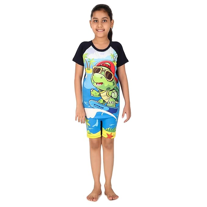 VIVA SWIMMING Half Sleeves Swimwear Suit Costume for Kids For Practicing Swimming, Diving, Cycling, Aerobics