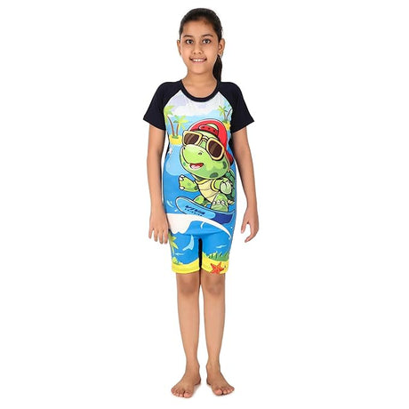 VIVA SWIMMING Half Sleeves Swimwear Suit Costume for Kids For Practicing Swimming, Diving, Cycling, Aerobics