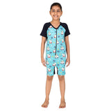 VIVA SWIMMING Half Sleeves Swimwear Suit Costume for Kids For Practicing Swimming, Diving, Cycling, Aerobics