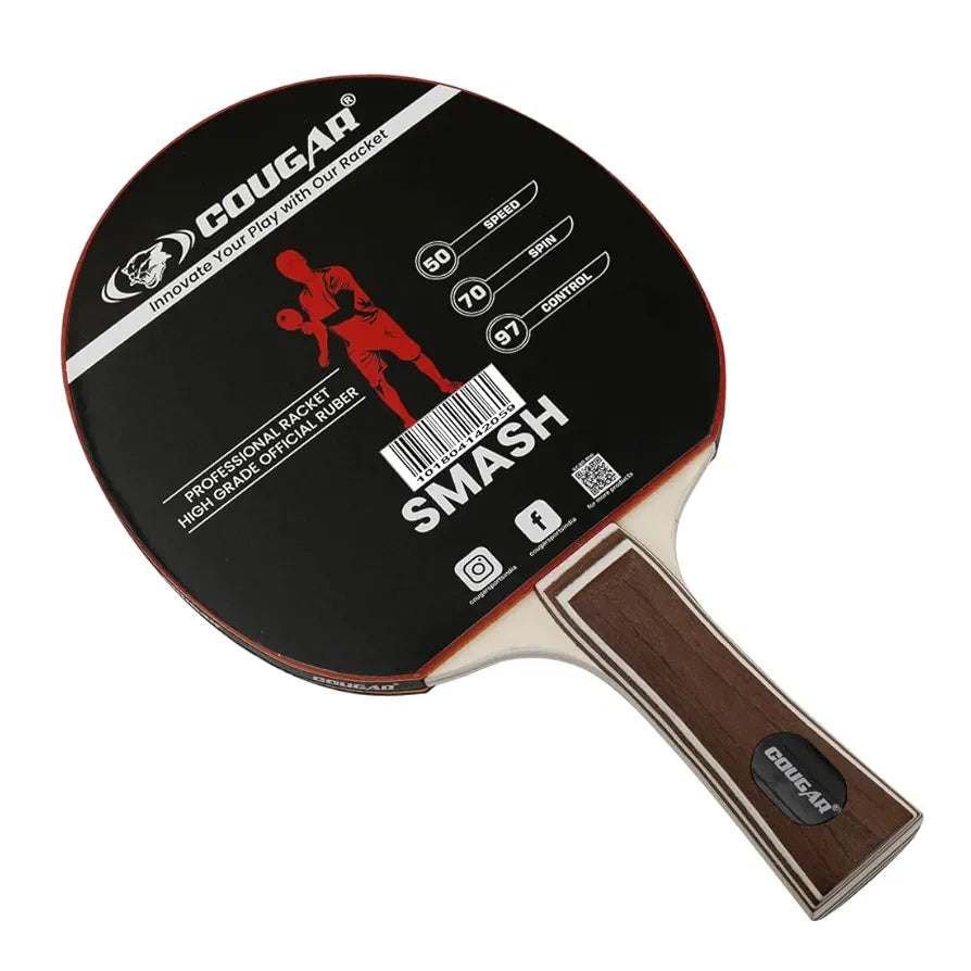 COUGAR Table Tennis Racket Smash | Professional | TTFI Approved Rubber | Multi- Color