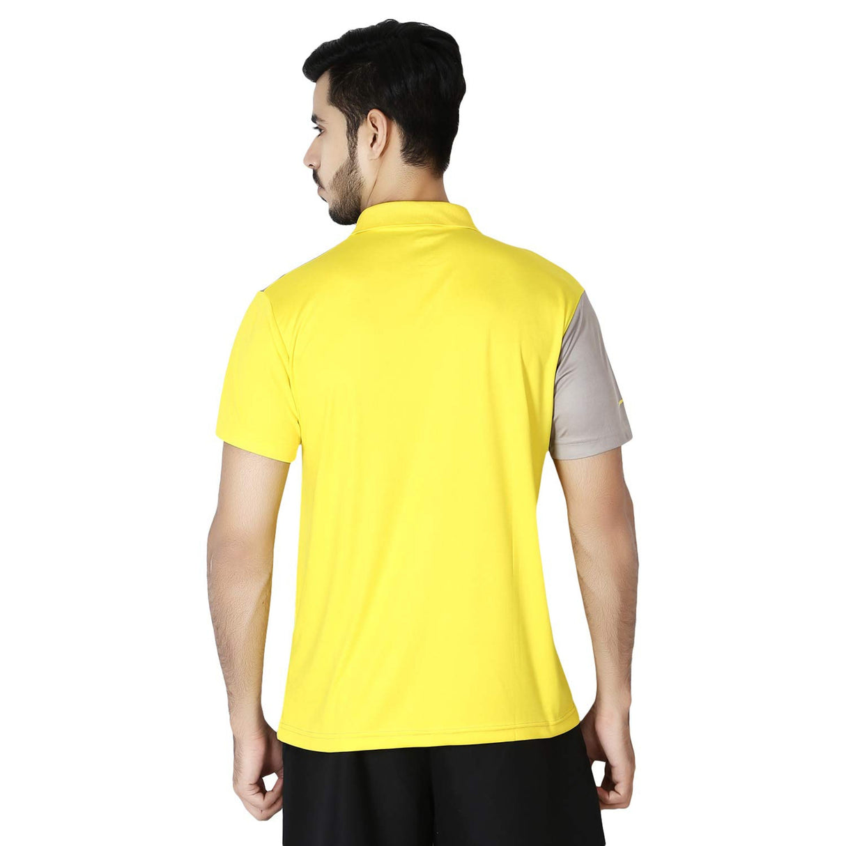 STAG GLOBAL Shell Grey & Yellow Men's Athletic  Fit Polo T-Shirt | Solid Sportswear for Active & Casual Use