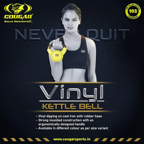 Cougar Vinyl Kettlebell, Solid Cast Iron Vinyl Coated Kettlebells, Kettle Bell for Gym & Workout, Kettle Bell for Strength Cardio Training, Home and Gym Fitness Workout 