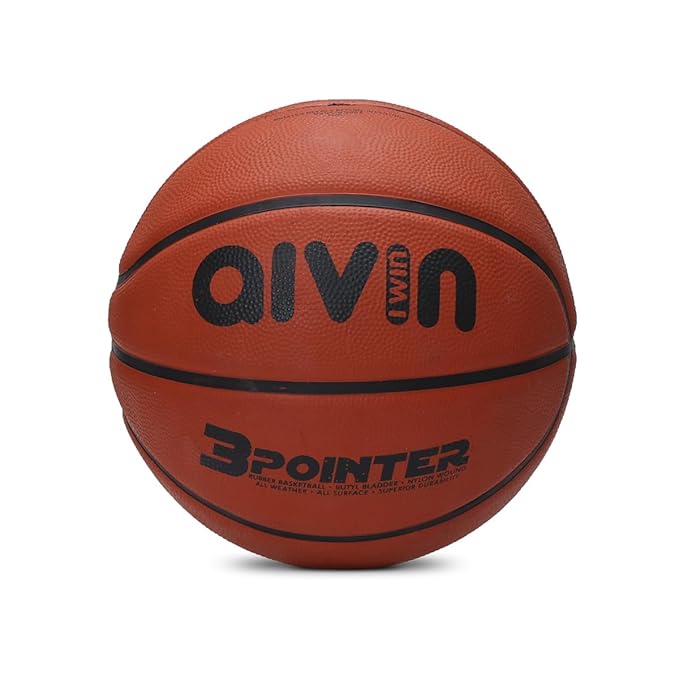 AIVIN 3 Pointer Basketball, Rubberized Moulded Basketball Game, for Match, Training, Outdoor Ball, Durable for Practice, Suitable for All Surface, 8 Panel, Material-Rubber (Red) Size 7