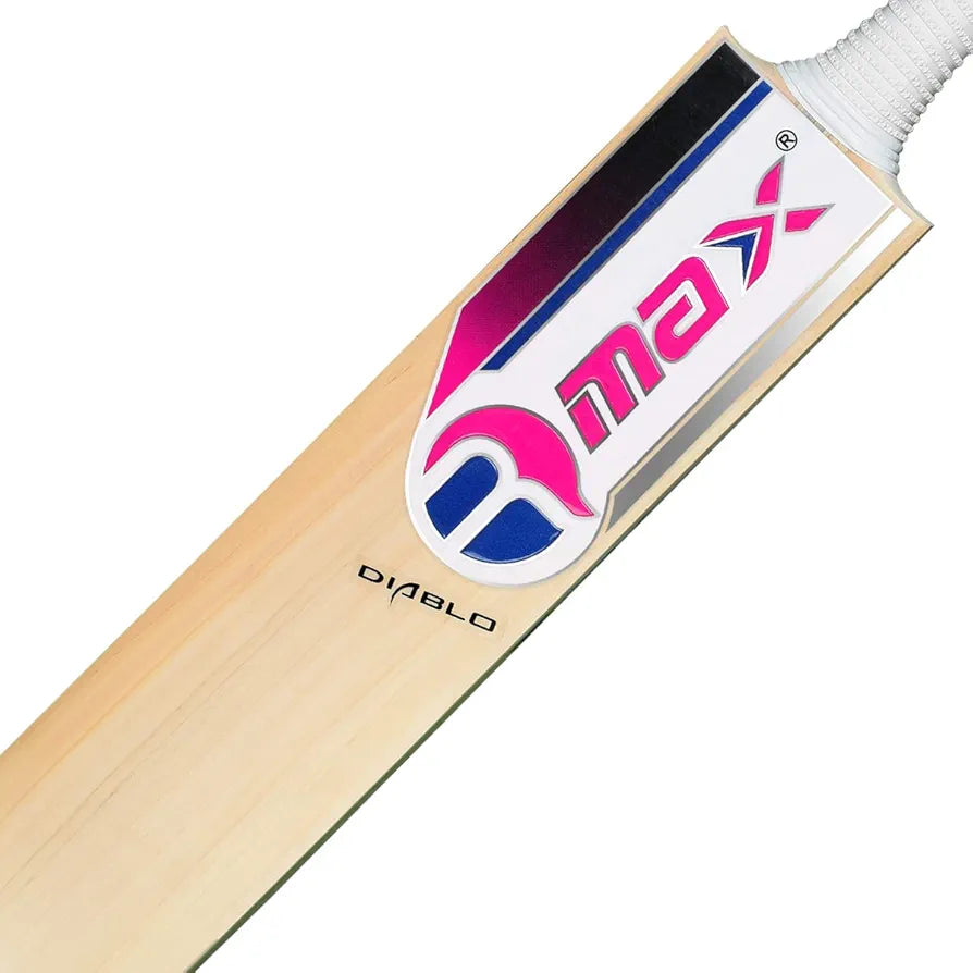 RMax Kashmir Willow Diablo Leather Ball Cricket Bat with Bat Cover