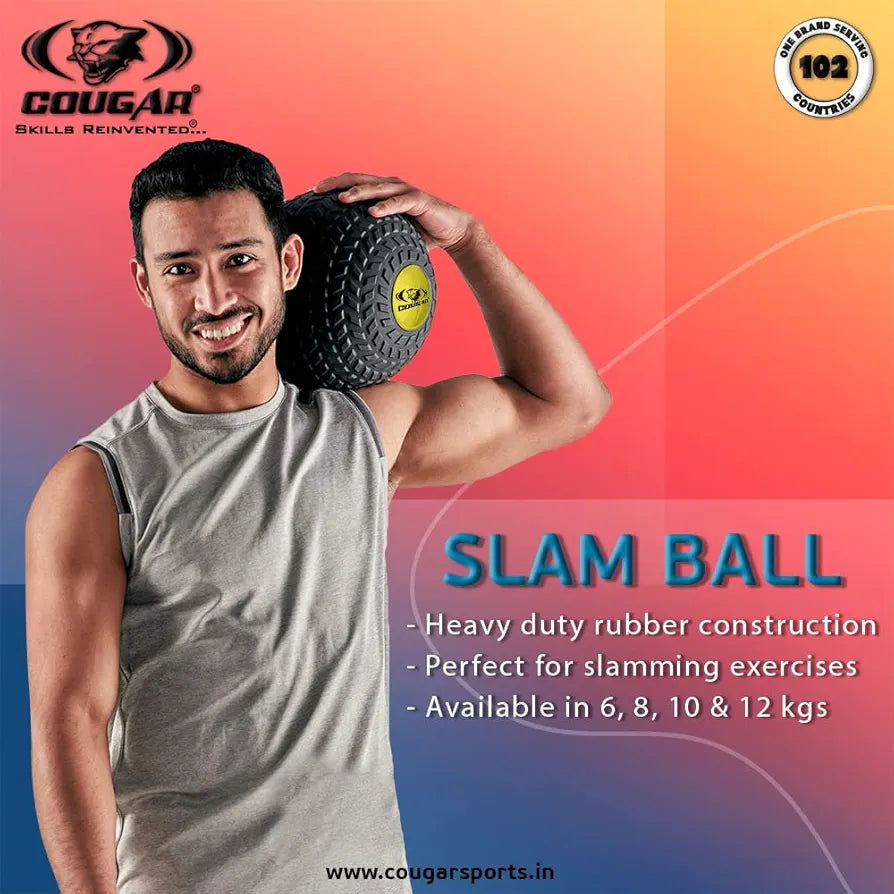 COUGAR Rubber Slam Ball/Dead Bounce Ball Strength Training Fitness Workout Slam Ball for Men/Women  