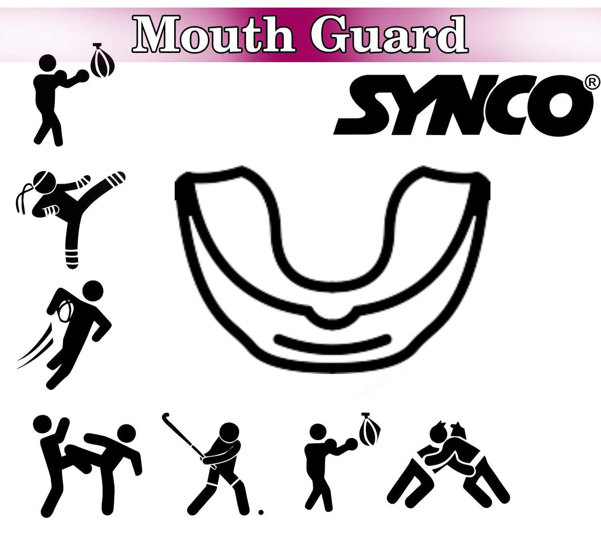 Synco Flavoured Mouth Guard/Gum Shield - for Boxing, MMA, Rugby, Muay Thai, Hockey, Judo, Karate Martial Arts and All Contact Sports| 1 Pc (Purple) (Pack of 2)