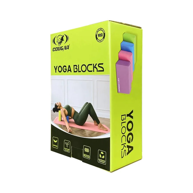 COUGAR Yoga Block | Yoga Brick Set of 1, High Density Premium EVA Foam Material, Odour Resistant, Soft Surface for balance, support & performance