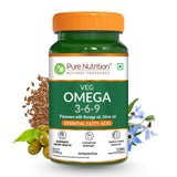 Veg Omega 3-6-9 Capsules  120 Count | Flaxseed & Sea Buckthorn - Nutrition by Pure Nutrition