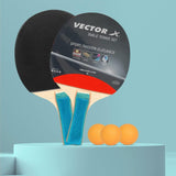 VECTOR X Wooden TT Set Red, Black Table Tennis Racquet Set Multicolor Table Tennis Racquet (Pack of: 2, 190 g)