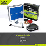 COUGAR Hero Mini Table Tennis Table | Indoor Ping Pong Mini Table for Kids Fun Play | Included - TT Rackets and Balls | Briefcase Size Foldable Design-Blue