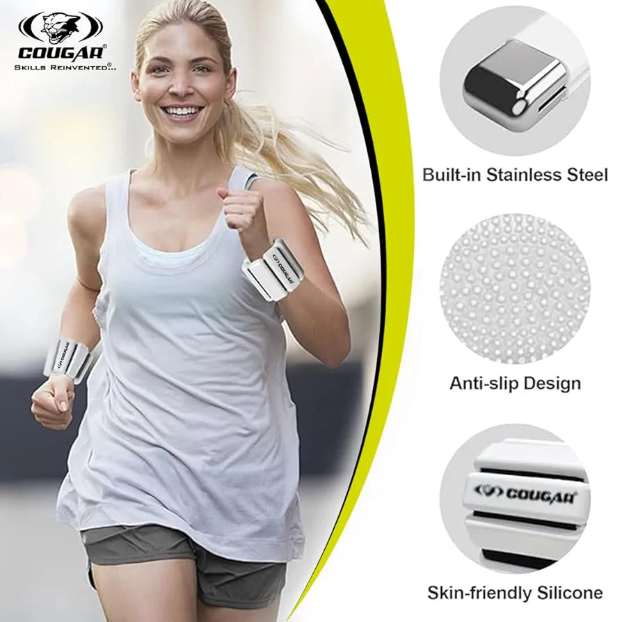 COUGAR Ankle Wrist Weight Pair with velcro felt straps, Adjustable & Sweat Resistant for Dance, Walking, Jogging, Gymnastics, Yoga, Exercise, Cardio, Free Size