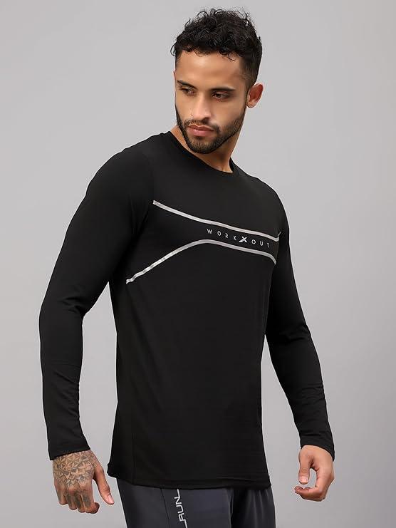 Vector X Mens Full Sleeve Round Neck Jersey/ t-shirt For Fitness Training (Silver, XXL)