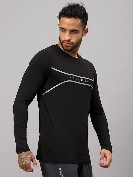 Vector X Mens Full Sleeve Round Neck Jersey/ t-shirt For Fitness Training (Silver, XXL)