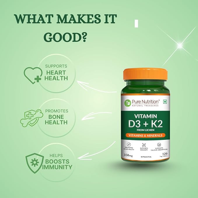 Vitamin D3 + K2 from Lichen - 120 Tablets