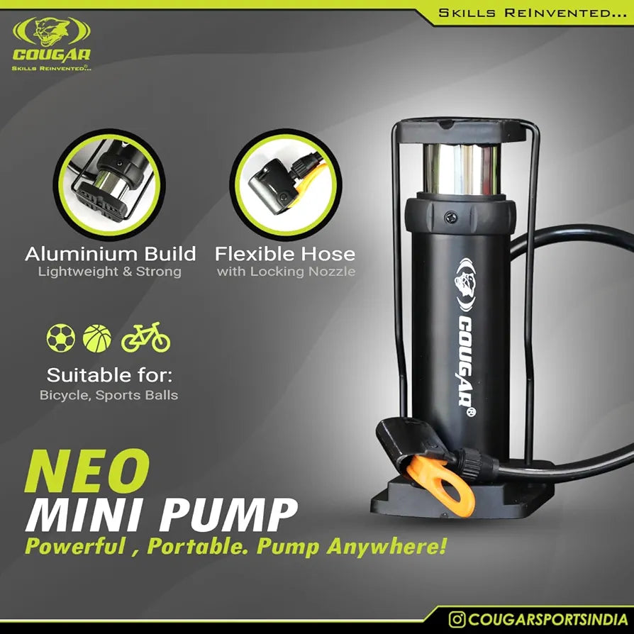 COUGAR Neo Mini Foot Pump Portable Light Weight Foot Pump for Bike,scooty,Bicycle,Football,Hand Ball inflator