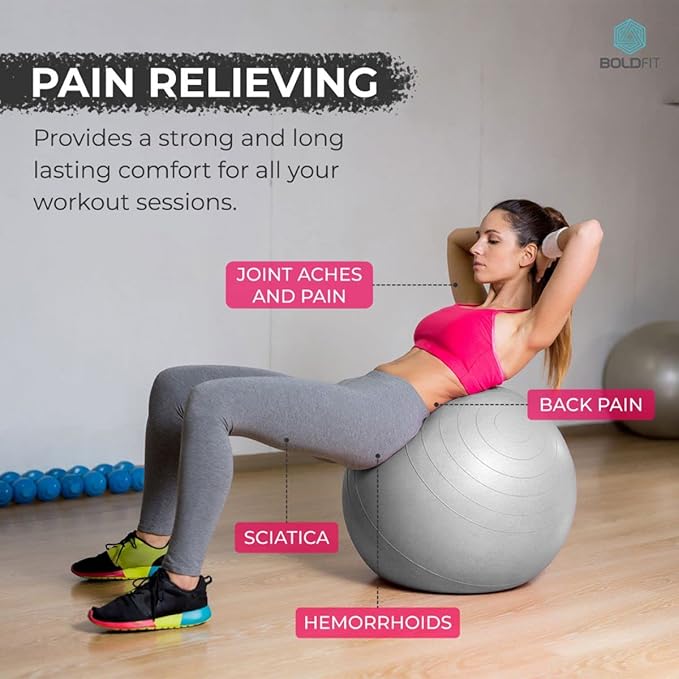 Boldfit Unisex PVC Gym Ball for Exercise & Yoga with Pump | Kibi Sports
