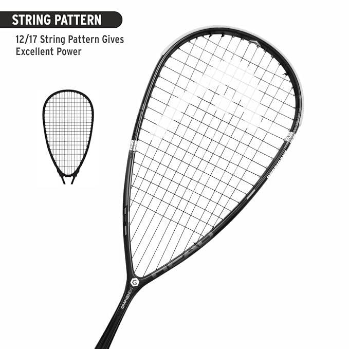 HEAD Graphene XT Hurricane 123 Squash Racquet, Colour - Black (Strung) | Kibi Sports