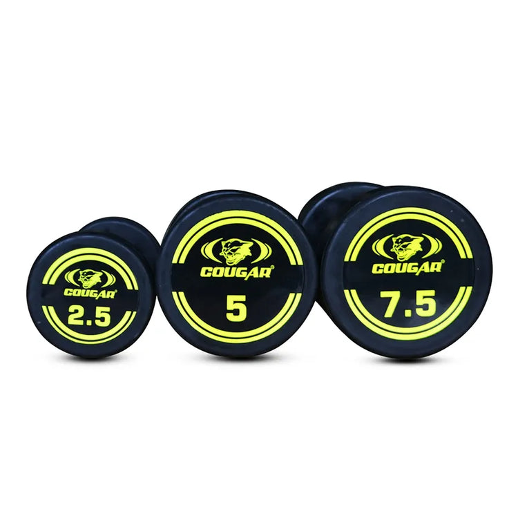 COUGAR Solid Rubber Coated Bouncer Fixed Weight Dumbbell Ideal for Beginners and Advanced Users for Fitness and Strength Training 7.5Kg x 2 Black