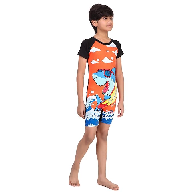 VIVA SWIMMING Half Sleeves Swimwear Suit Costume for Kids For Practicing Swimming, Diving, Cycling, Aerobics