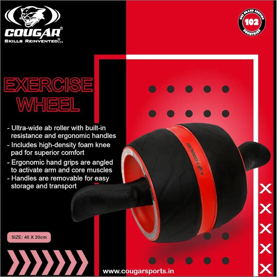Cougar Ultra-Wide Abdominal Ab Roller Wheel Exercise Equipment for Workout, Exercise Wheel with Built in Resistance and High Density Foam Knee Pad for Abs Workout