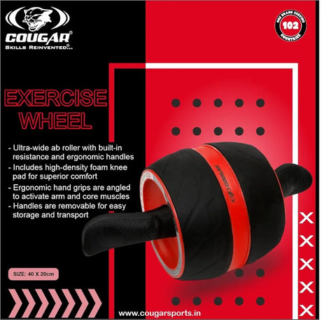 Cougar Ultra-Wide Abdominal Ab Roller Wheel Exercise Equipment for Workout, Exercise Wheel with Built in Resistance and High Density Foam Knee Pad for Abs Workout