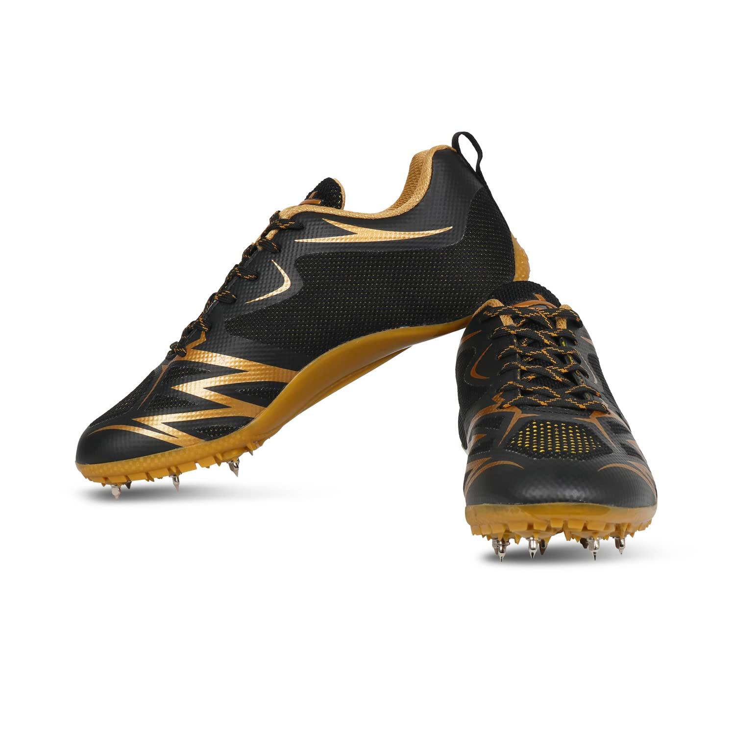 VECTOR X Flyer Running Spike Running Shoes For Men (Black, Gold)